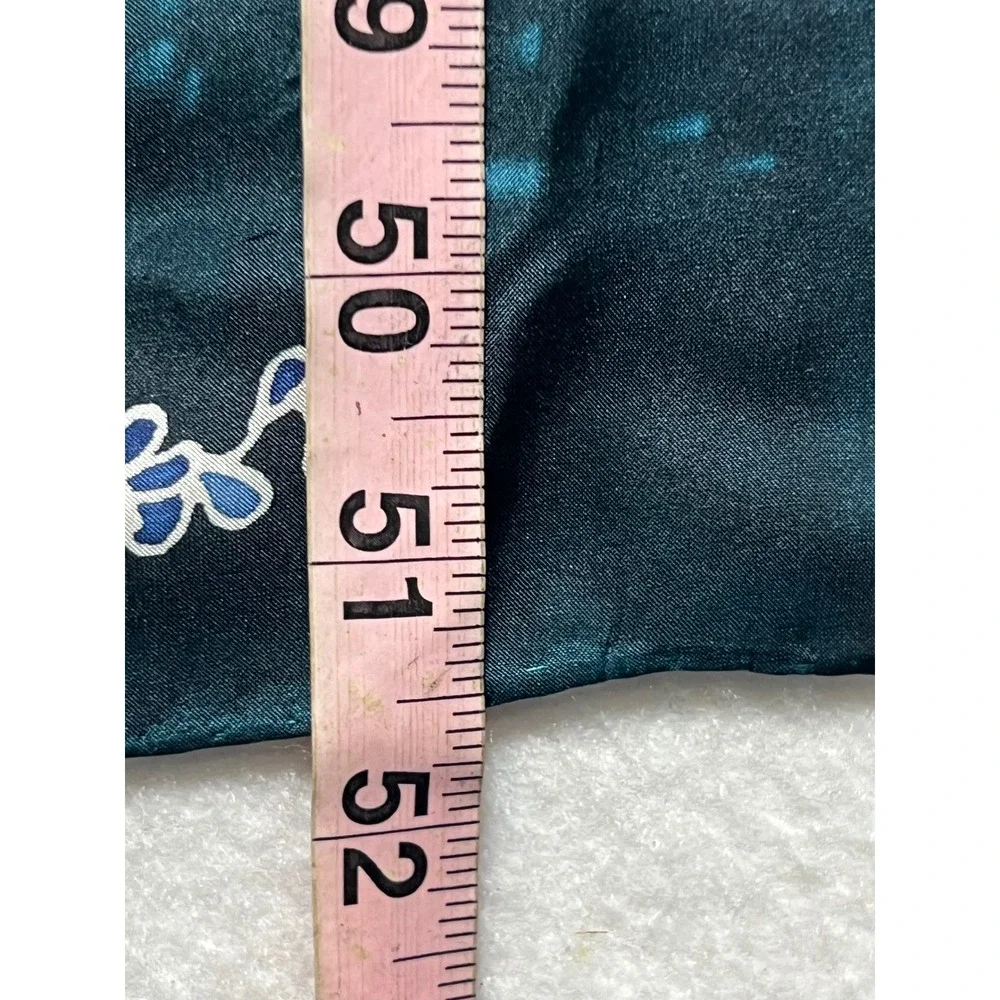 C. Larsen Women Scarf Hand Painted Silk Moose Nature Teal Blue Artisan Wrap 51x8